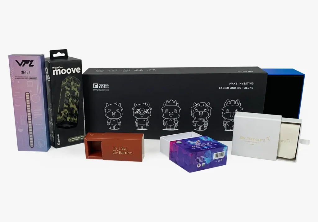 Assorted custom drawer gift boxes with creative designs