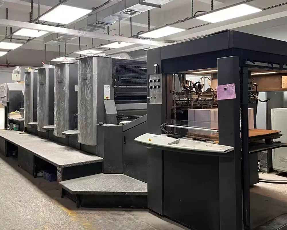 Heidelberg printing machine in a packaging production facility.