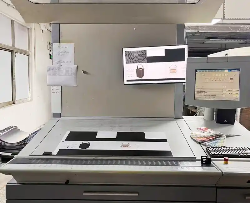 Heidelberg printing and color proofing station with monitor.
