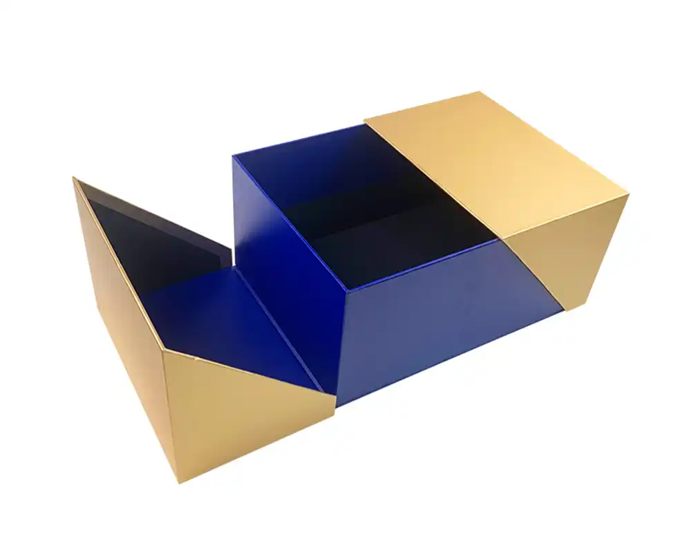 Luxury blue and gold specialty paper gift box with bold contrast and refined finishes.