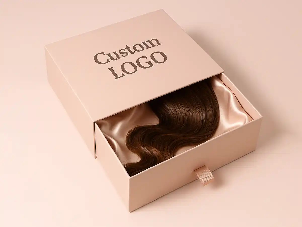 Luxury custom hair extension box with satin lining