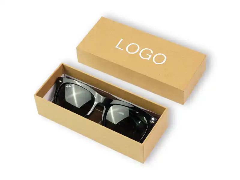 Kraft paper lift-off lid box for sunglasses with printed logo