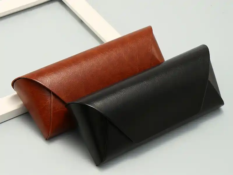 Brown and black PU leather foldable eyeglass cases