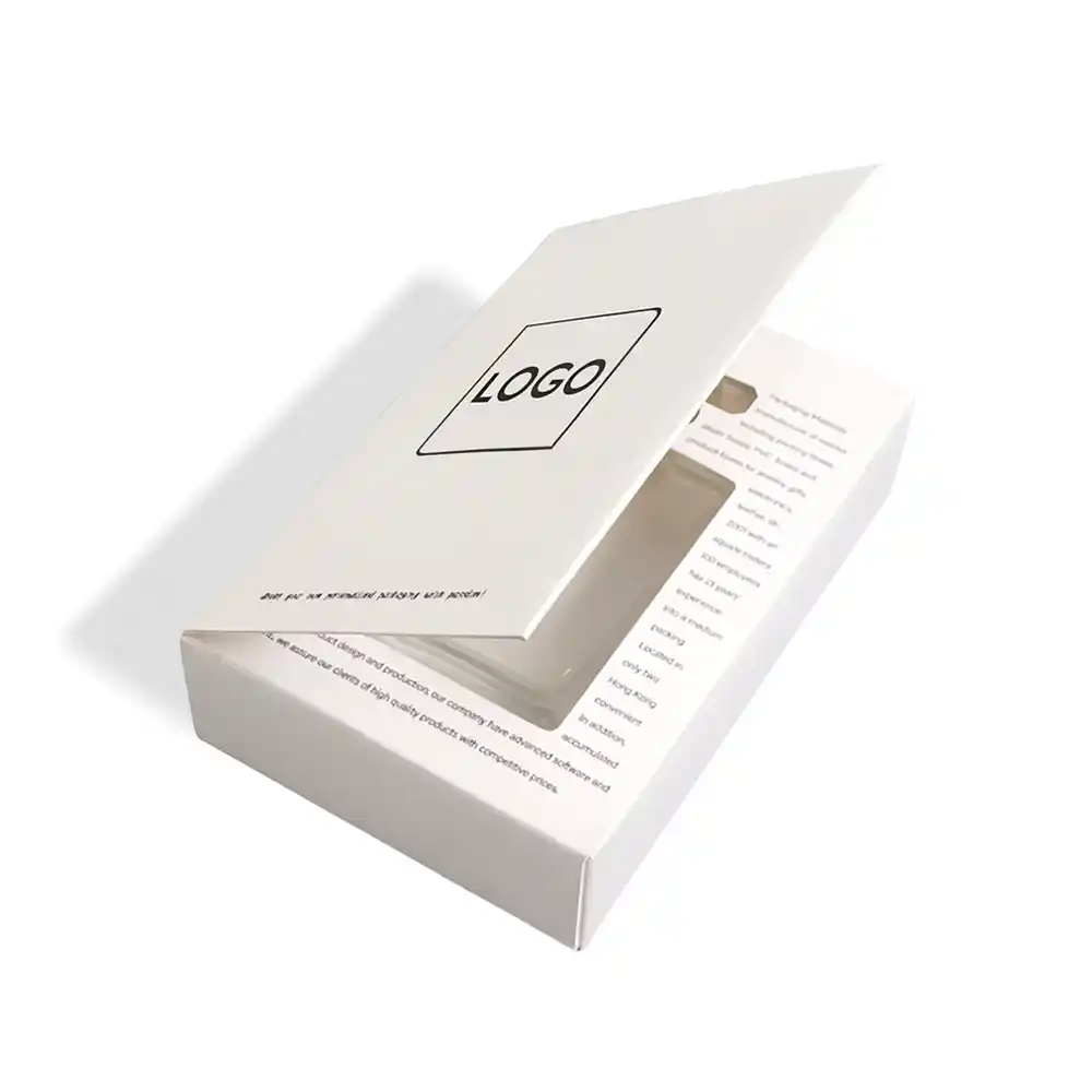 White folding flip lid paper box with custom printed logo