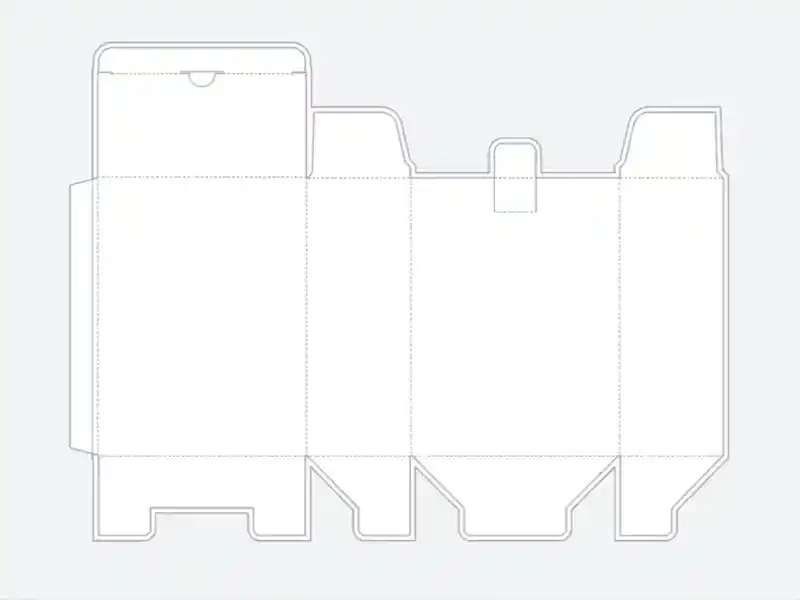 Die-cut template layout for cereal-style paper packaging box