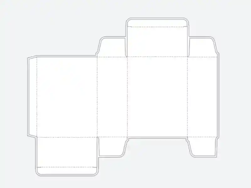 Blank die-cut template for folding paper box packaging