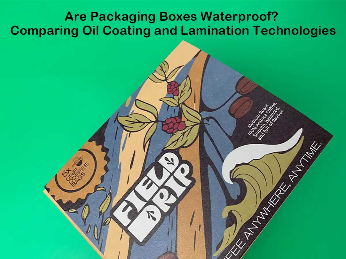 Kraft paper coffee packaging box with matte varnish and colorful print