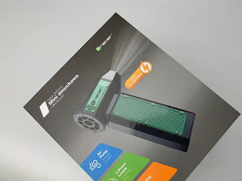 UV coated electronic device packaging box with glossy product image.