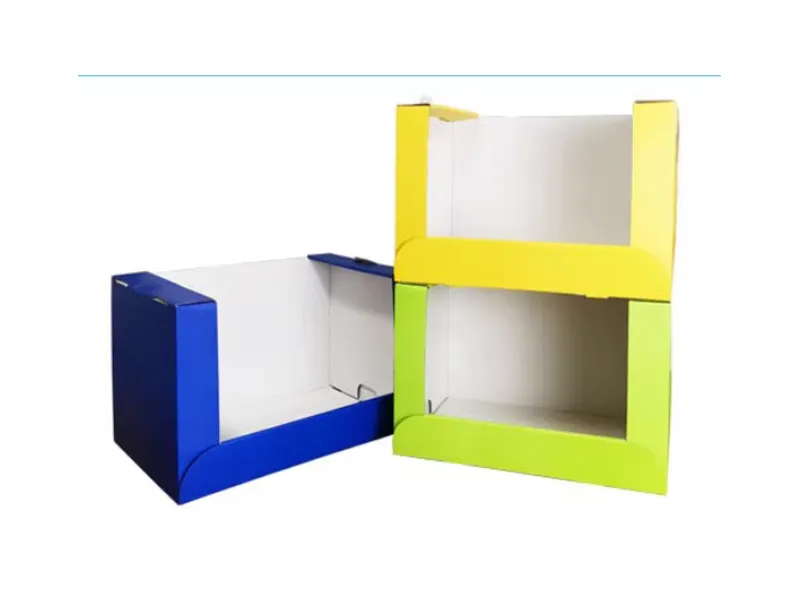 Stackable corrugated display boxes in modular retail display design