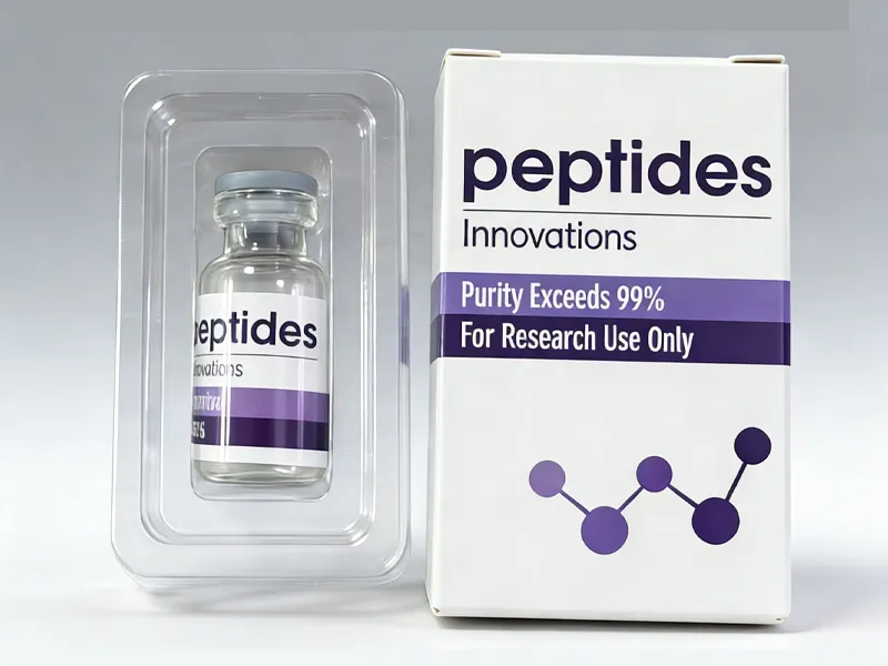 Single peptide vial blister pack with printed carton box