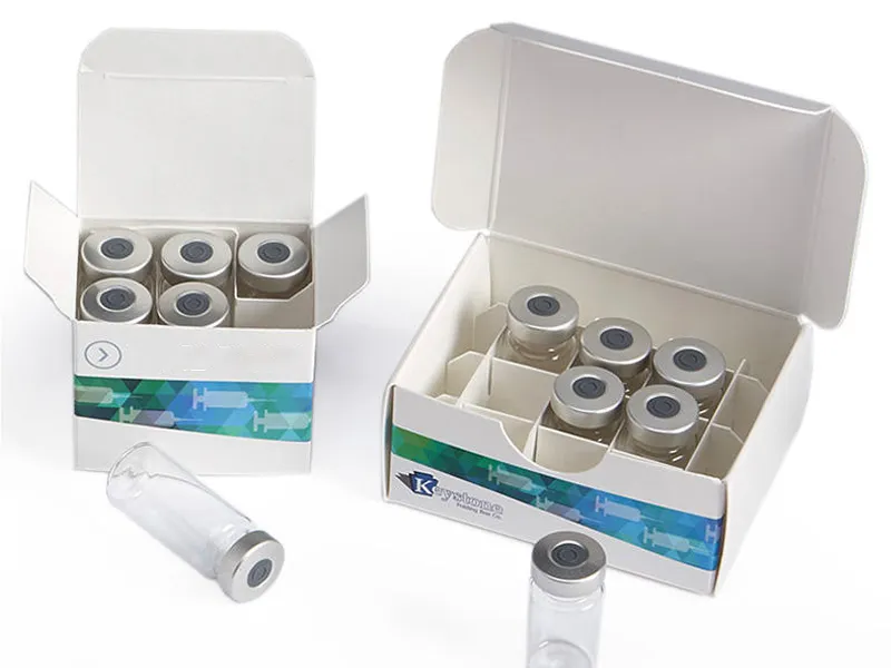 White folding carton boxes with divider inserts for multiple peptide vials