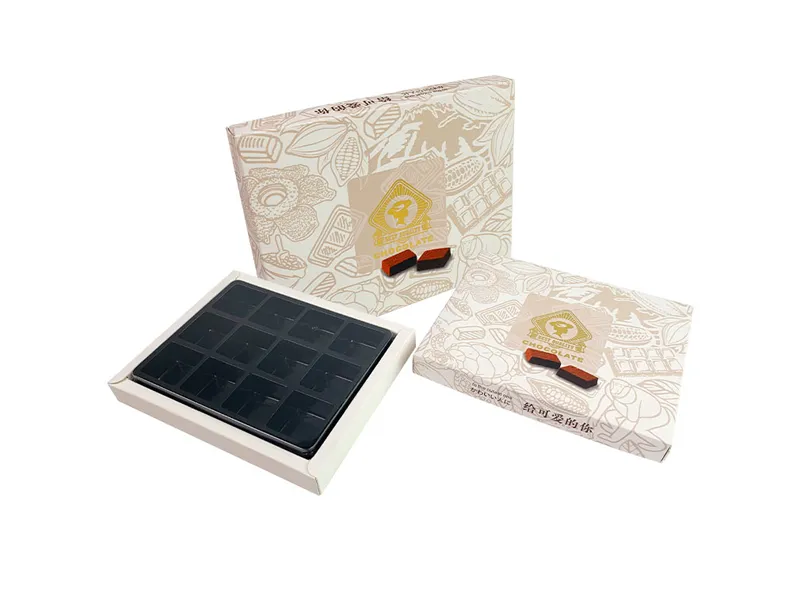 Printed chocolate gift box with tray and compartment insert