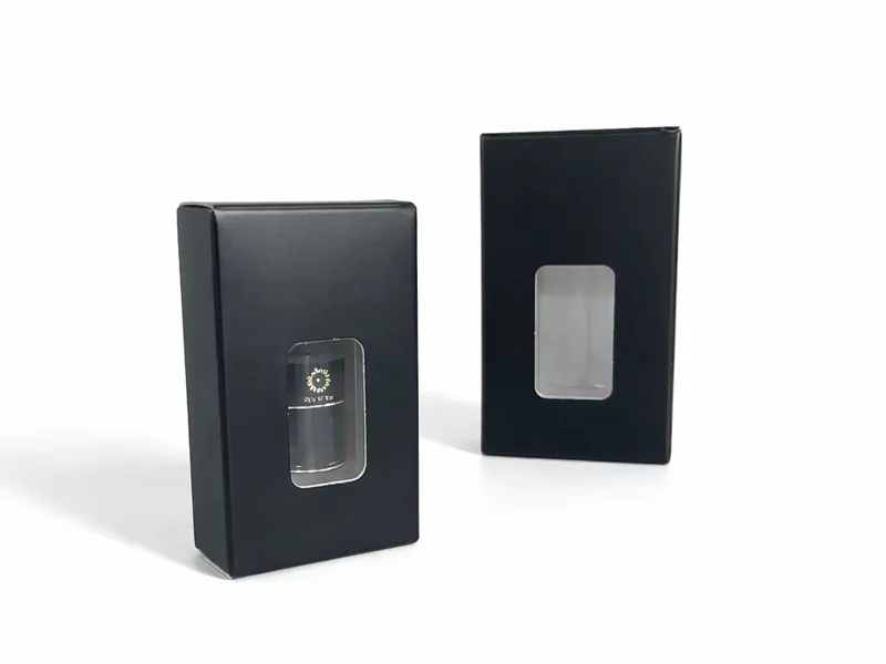 Black window paper box for single peptide vial packaging