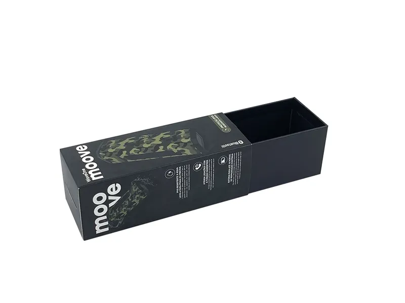 Black drawer gift box with sliding tray for premium product packaging