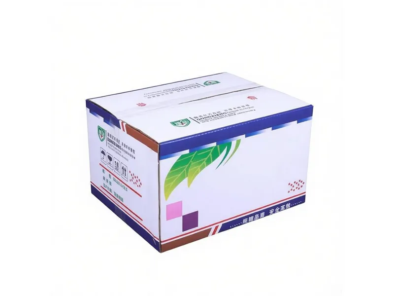 Custom printed corrugated shipping box with closed flaps for transport packaging