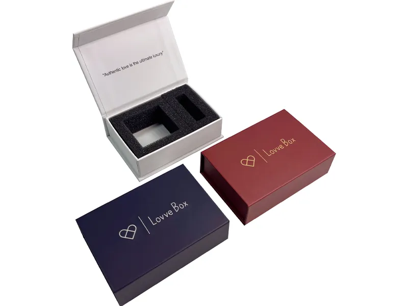 Custom rigid gift boxes with foam insert and premium printed finish